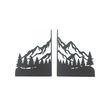 Decorative Mountain Silhouette Metal Bookends, Landscape Design, Forest Theme Book End, Mountain View Metal Bookends, Landscape Bookend, Forest Silhouette Book Holder, Tree Figured Bookend