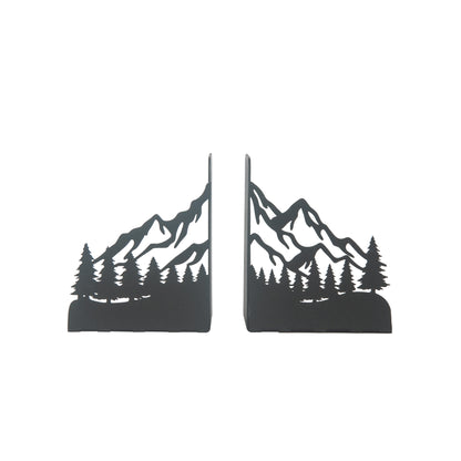 Decorative Mountain Silhouette Metal Bookends, Landscape Design, Forest Theme Book End, Mountain View Metal Bookends, Landscape Bookend, Forest Silhouette Book Holder, Tree Figured Bookend