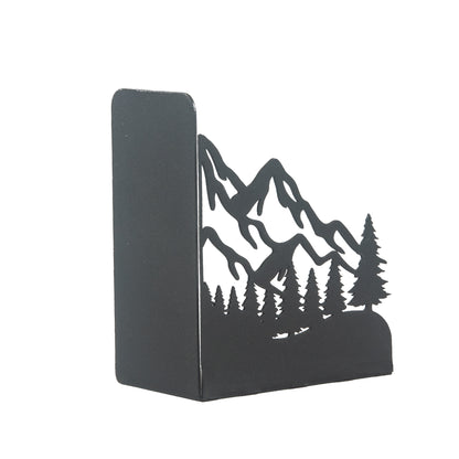 Decorative Mountain Silhouette Metal Bookends, Landscape Design, Forest Theme Book End, Mountain View Metal Bookends, Landscape Bookend, Forest Silhouette Book Holder, Tree Figured Bookend