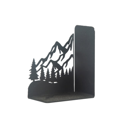 Decorative Mountain Silhouette Metal Bookends, Landscape Design, Forest Theme Book End, Mountain View Metal Bookends, Landscape Bookend, Forest Silhouette Book Holder, Tree Figured Bookend
