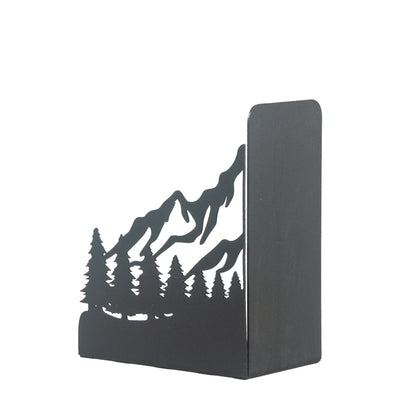 Decorative Mountain Silhouette Metal Bookends, Landscape Design, Forest Theme Book End, Mountain View Metal Bookends, Landscape Bookend, Forest Silhouette Book Holder, Tree Figured Bookend