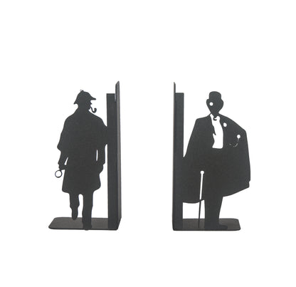 Sherlock Holmes and Arsene Lupin Design, Decorative Book Stands, Detective Figured Bookends, Gift for Book Lovers, Best Gifts for Children, Bookshelf Accessories, Detective Novel Themed Metal Bookends