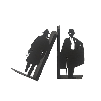 Sherlock Holmes and Arsene Lupin Design, Decorative Book Stands, Detective Figured Bookends, Gift for Book Lovers, Best Gifts for Children, Bookshelf Accessories, Detective Novel Themed Metal Bookends