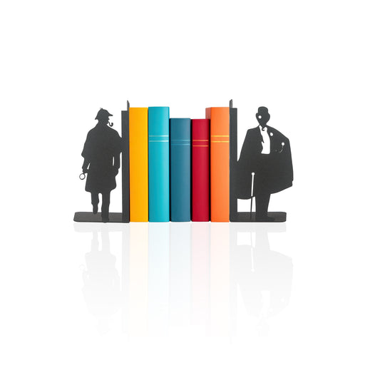 Sherlock Holmes and Arsene Lupin Design, Decorative Book Stands, Detective Figured Bookends, Gift for Book Lovers, Best Gifts for Children, Bookshelf Accessories, Detective Novel Themed Metal Bookends