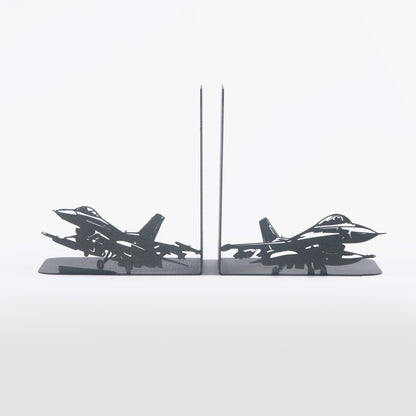 Fighter Aircraft Metal Bookends, Decorative Aircraft Book ends, Military Planes and Soldiers Book Stands, Military Themed Book Holder, Perfect Gift for Aviators