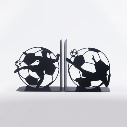 Football Players Book end, Soccer Players Bookend, Decorative Player Metal Book Holders, Football Themed Book Supports for Kids Room, Football Players Silhouette Book Ends  Gift For Boys