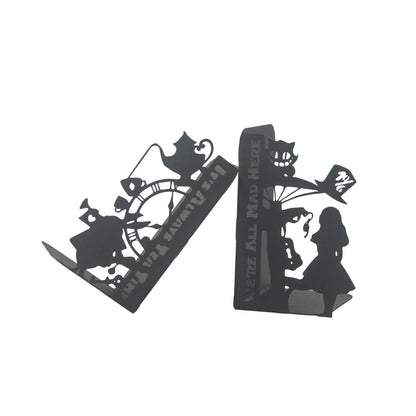 Alice in Wonderland Bookends, Wonderland Bookends, Decorative Fairy Tale Heroes Book Supports for Kids, Fantasy Adventure Themed Book Stands, Gift for Kids, Alice Through The Looking Glass Book Ends