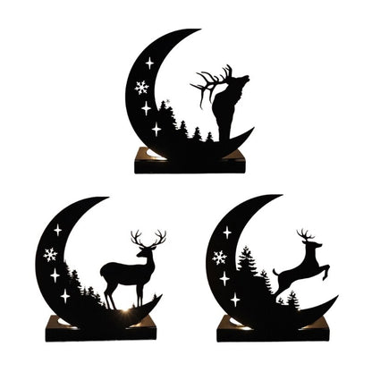 Deer Shining in the Moonlight Metal Tealight Candle Holder