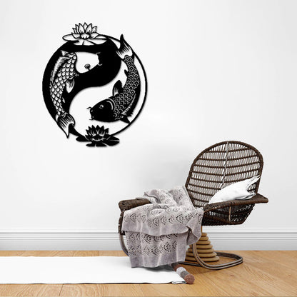 Yin Yang Shape Koi Fish Figurine Wall Decor