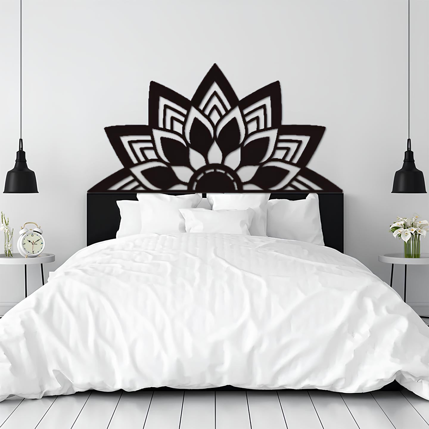 Mandala Patterned Metal Bed Headboard