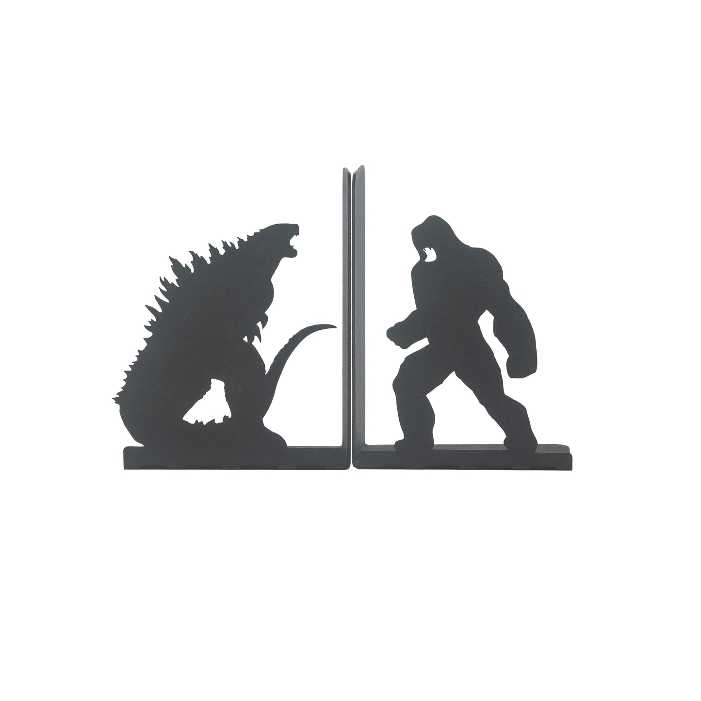 Godzlla vs King Kong Movie Character Bookends, Fantastic Film Heroes Figured Book Support,Super Hero Silhouetted Bookcase, Decorative Metal Book End, Best Gift for Kids and Book Lovers
