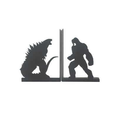 Godzlla vs King Kong Movie Character Bookends, Fantastic Film Heroes Figured Book Support,Super Hero Silhouetted Bookcase, Decorative Metal Book End, Best Gift for Kids and Book Lovers