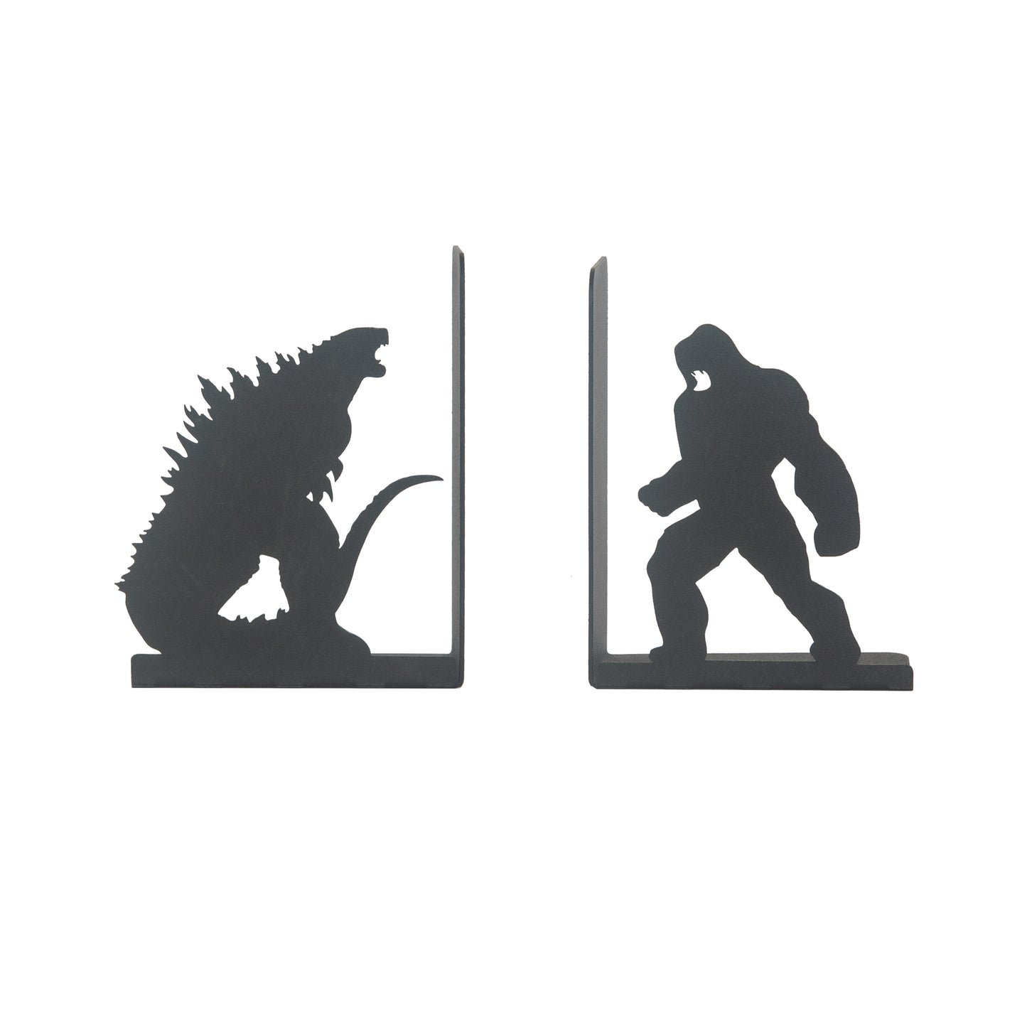 Godzlla vs King Kong Movie Character Bookends, Fantastic Film Heroes Figured Book Support,Super Hero Silhouetted Bookcase, Decorative Metal Book End, Best Gift for Kids and Book Lovers