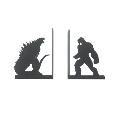 Godzlla vs King Kong Movie Character Bookends, Fantastic Film Heroes Figured Book Support,Super Hero Silhouetted Bookcase, Decorative Metal Book End, Best Gift for Kids and Book Lovers