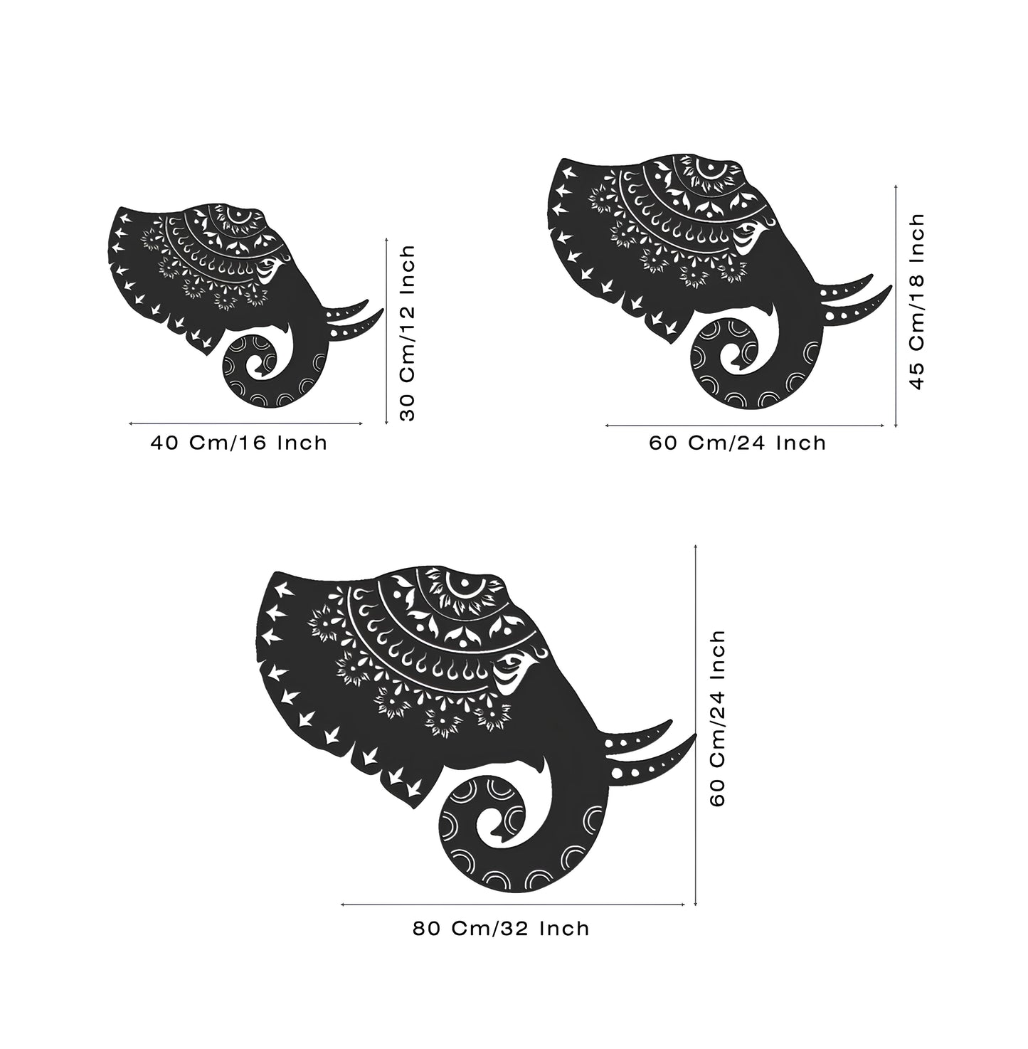 Mandala Design Elephant Silhouettes Wall Decors