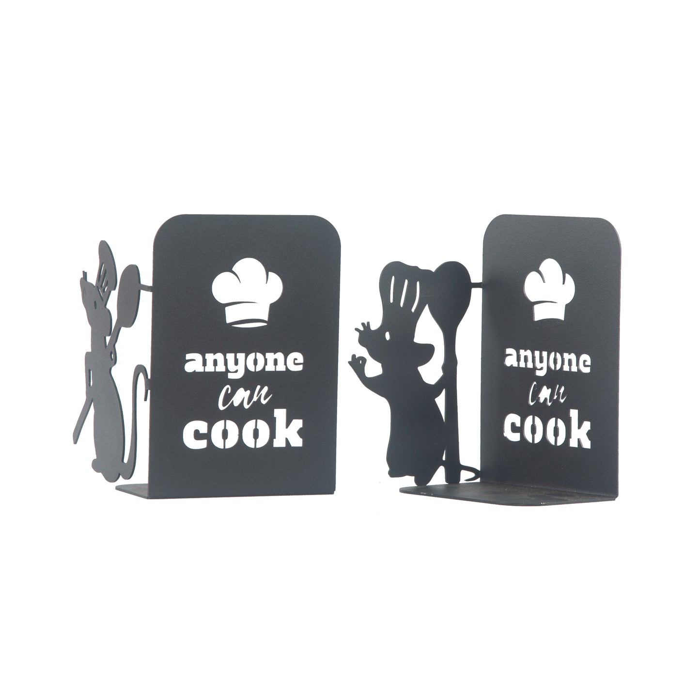 Ratatouille Bookends, Chef Mouse Cartoon Book Support, Decorative Ratatouille Themed Book Ends, Always Cook with Love, Bookends for Kitchen, Heavy Duty Book Stand for Cook Books, Gift for Chefs