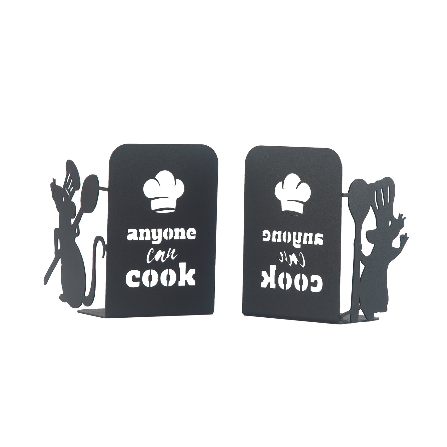 Ratatouille Bookends, Chef Mouse Cartoon Book Support, Decorative Ratatouille Themed Book Ends, Always Cook with Love, Bookends for Kitchen, Heavy Duty Book Stand for Cook Books, Gift for Chefs
