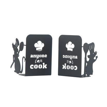 Ratatouille Bookends, Chef Mouse Cartoon Book Support, Decorative Ratatouille Themed Book Ends, Always Cook with Love, Bookends for Kitchen, Heavy Duty Book Stand for Cook Books, Gift for Chefs