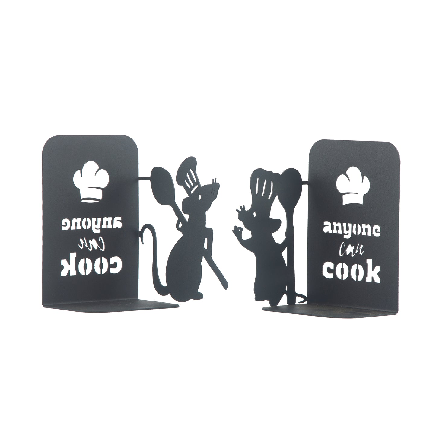 Ratatouille Bookends, Chef Mouse Cartoon Book Support, Decorative Ratatouille Themed Book Ends, Always Cook with Love, Bookends for Kitchen, Heavy Duty Book Stand for Cook Books, Gift for Chefs