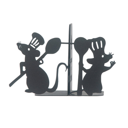 Ratatouille Bookends, Chef Mouse Cartoon Book Support, Decorative Ratatouille Themed Book Ends, Always Cook with Love, Bookends for Kitchen, Heavy Duty Book Stand for Cook Books, Gift for Chefs