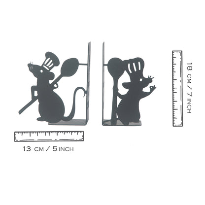 Ratatouille Bookends, Chef Mouse Cartoon Book Support, Decorative Ratatouille Themed Book Ends, Always Cook with Love, Bookends for Kitchen, Heavy Duty Book Stand for Cook Books, Gift for Chefs
