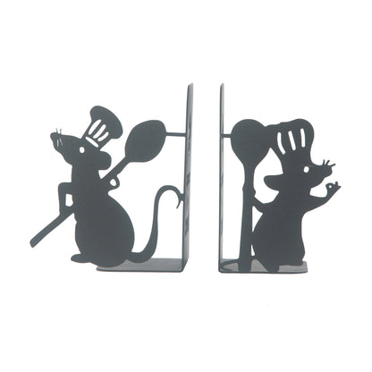 Ratatouille Bookends, Chef Mouse Cartoon Book Support, Decorative Ratatouille Themed Book Ends, Always Cook with Love, Bookends for Kitchen, Heavy Duty Book Stand for Cook Books, Gift for Chefs