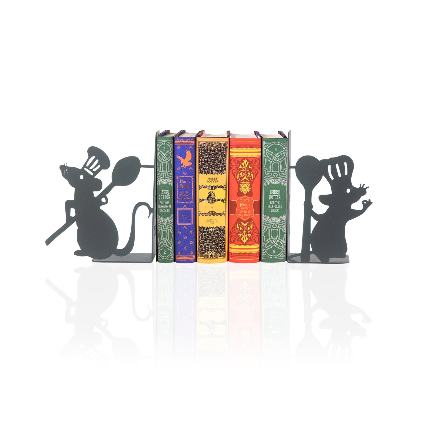 Ratatouille Bookends, Chef Mouse Cartoon Book Support, Decorative Ratatouille Themed Book Ends, Always Cook with Love, Bookends for Kitchen, Heavy Duty Book Stand for Cook Books, Gift for Chefs