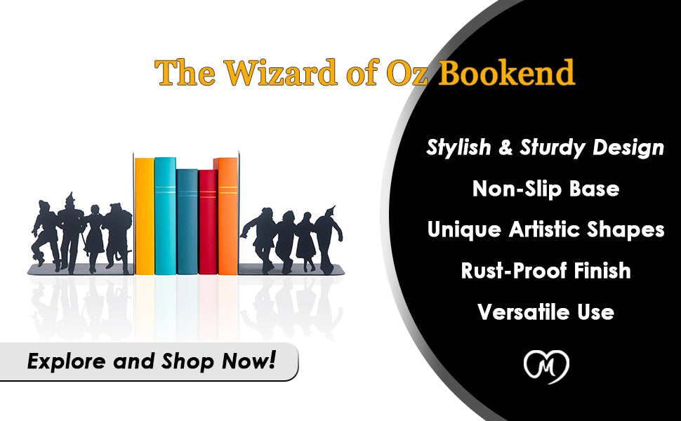The Wizard of Oz Book End, Fantasy Fiction Heroes Bookends for Kids Room, Cartoon Book Supports for Kids Room, Cartoon Characters Bookends, Dorothy, Scarecrow ,Tin Woodman ,The Cowardly Lion