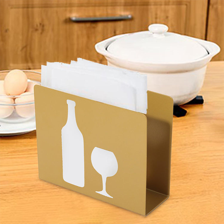 Wine And Glass Metal Napkin Holder