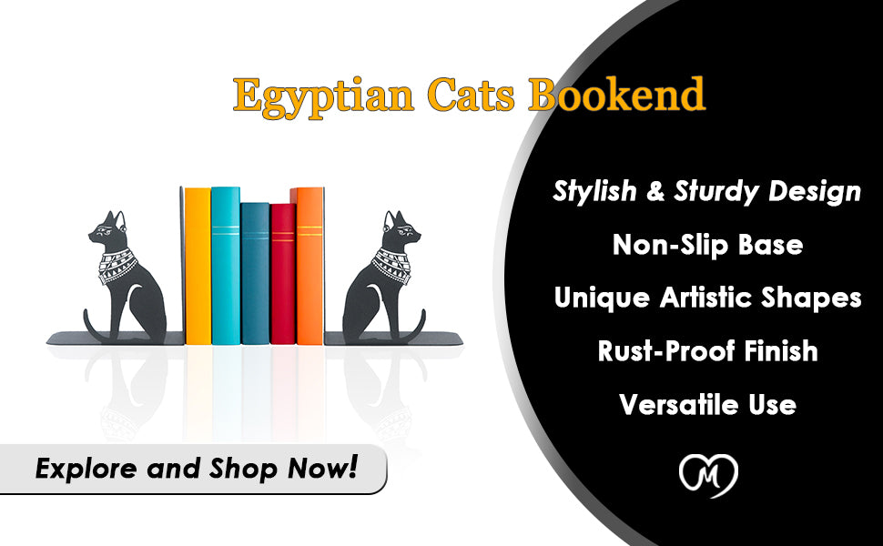 Egyptian Guardian Cats Book End , Egyptian Mythology Themed Bookends, Decorative Cats Metal Bookends, Metal Bookends For Heavy Books, Cartoon Book Stands, Best Gifts