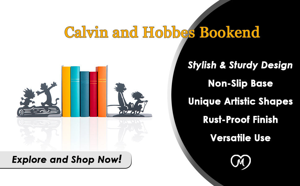 Calvin and Hobbes Bookends, Anime Bookend, Decorative Comics Metal Bookends, Cartoon Book Supports for Kids Room, Custom Bookends, Super Heroes Book Stands, Gift for Kids, Best Gift