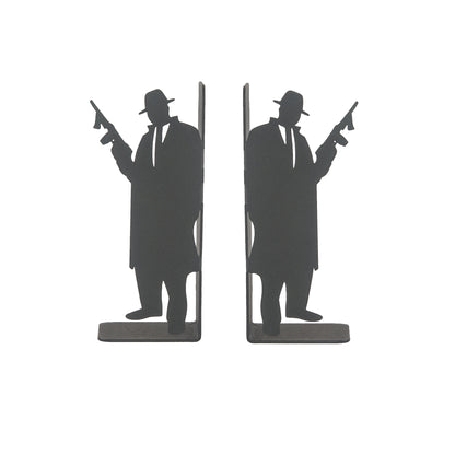 Mafia Silhouette Bookends, Vintage Gangster Theme Book Holders, Street Gang Themed Book Stands, Godfather Bookends, Vintage Bookend, Retro Gangster Boss Book Holders, Elegant Mafia Silhouettes Bookend